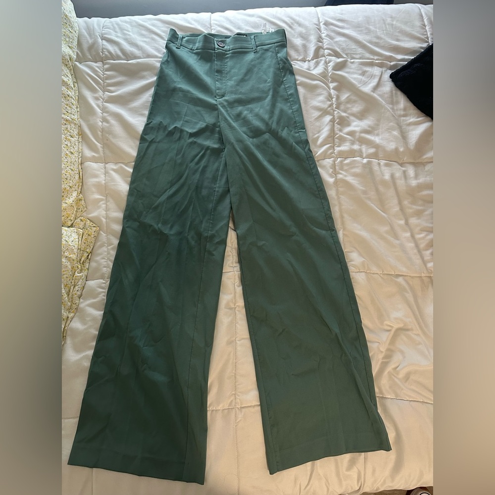 Zara Green Trouser Wide Leg Pants